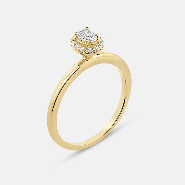 3/8 Carat Lab-Grown Diamond Oval-Shaped Halo Bridal Ring Set — GILDED New York