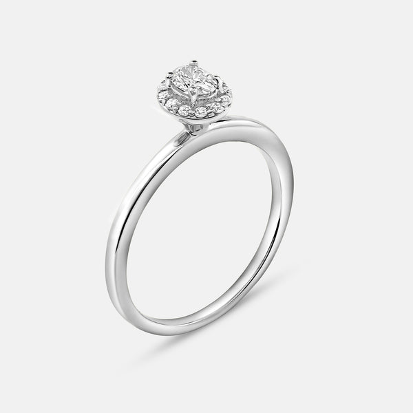 3/8 Carat Lab-Grown Diamond Oval-Shaped Halo Bridal Ring Set — GILDED New York