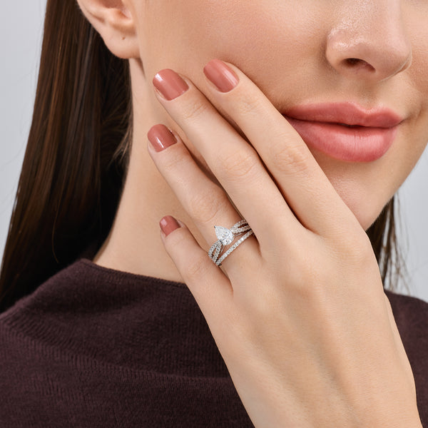 1 and 3/4 Carat Lab-Grown Diamond Pear-Shaped Bridal Set — GILDED New York