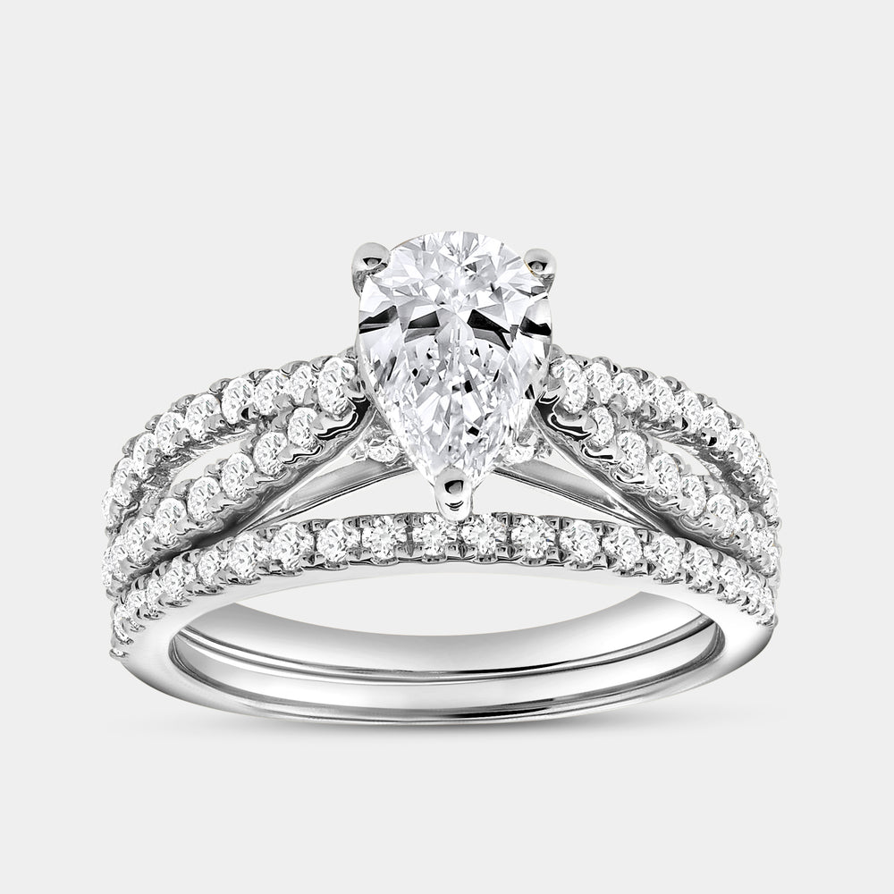 Gilded 1 and 3/4 Carat Lab-Grown Diamond Pear-Shaped Bridal Set