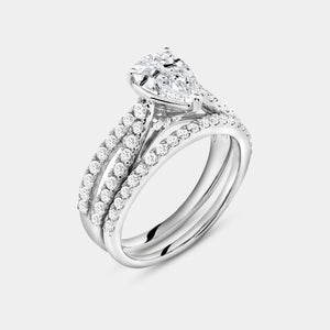 Gilded 1 and 3/4 Carat Lab-Grown Diamond Pear-Shaped Bridal Set