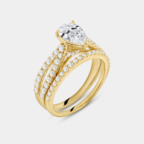 1 and 3/4 Carat Lab-Grown Diamond Pear-Shaped Bridal Set — GILDED New York