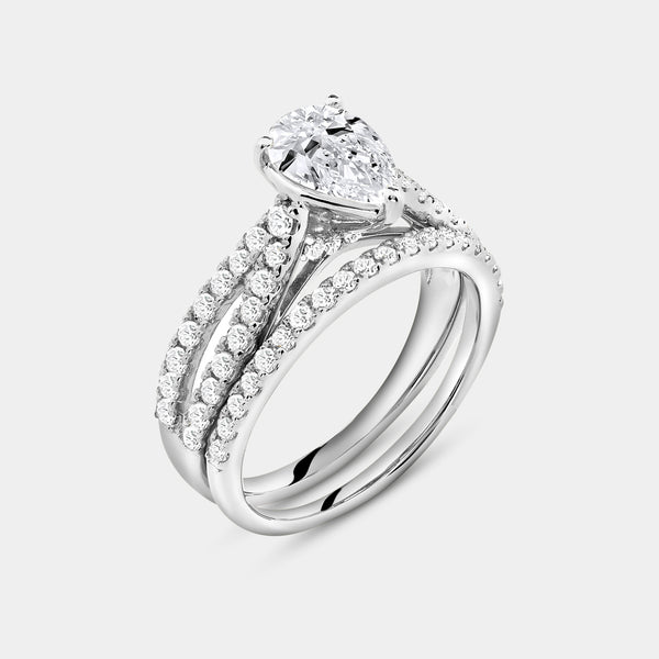 1 and 3/4 Carat Lab-Grown Diamond Pear-Shaped Bridal Set — GILDED New York