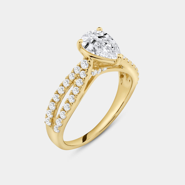1 and 3/4 Carat Lab-Grown Diamond Pear-Shaped Bridal Set — GILDED New York
