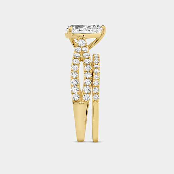 1 and 3/4 Carat Lab-Grown Diamond Pear-Shaped Bridal Set — GILDED New York