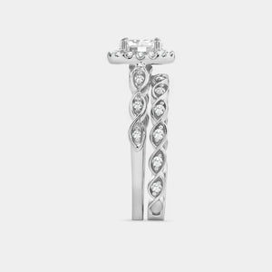 Gilded 3/4 Carat Lab-Grown Diamond Oval-Shaped Halo Bridal Ring Set