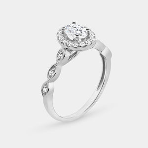 Gilded 3/4 Carat Lab-Grown Diamond Oval-Shaped Halo Bridal Ring Set