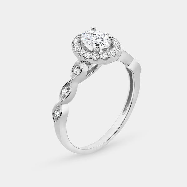 3/4 Carat Lab-Grown Diamond Oval-Shaped Halo Bridal Ring Set — GILDED New York