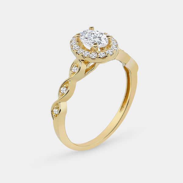 3/4 Carat Lab-Grown Diamond Oval-Shaped Halo Bridal Ring Set — GILDED New York