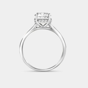 Gilded 1 and 1/3 Carat Lab-grown Diamond Round-Shaped Solitaire Ring with a Side Detail Halo