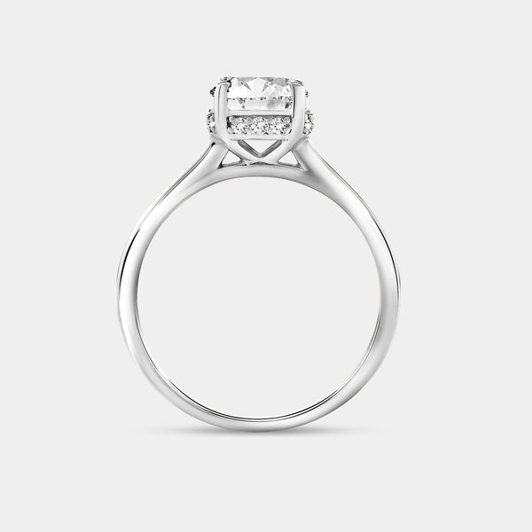 Gilded 1 and 1/3 Carat Lab-grown Diamond Round-Shaped Solitaire Ring with a Side Detail Halo