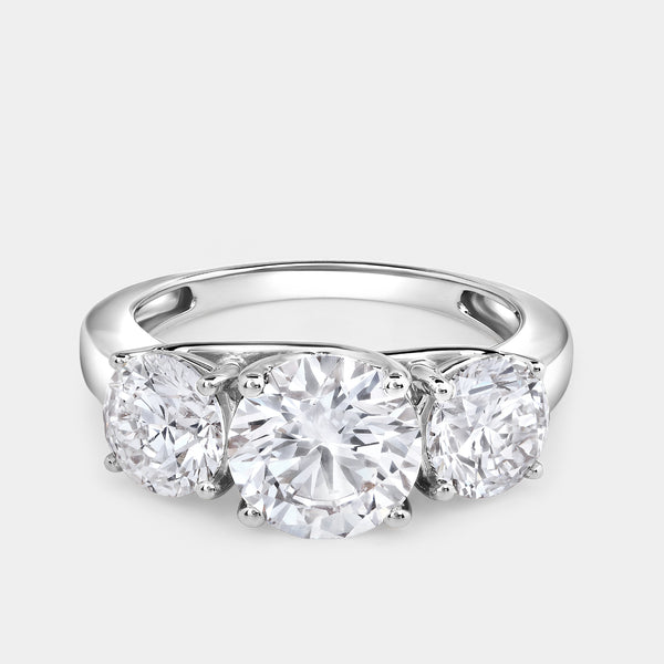4 Carat Lab-Grown Diamond Round-Shaped Three-Stone Ring — GILDED New York