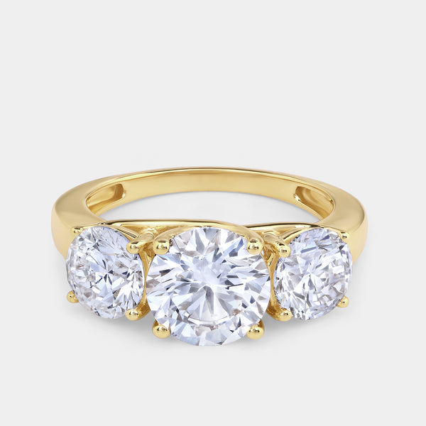 4 Carat Lab-Grown Diamond Round-Shaped Three-Stone Ring — GILDED New York