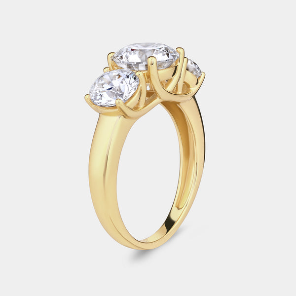 4 Carat Lab-Grown Diamond Round-Shaped Three-Stone Ring — GILDED New York