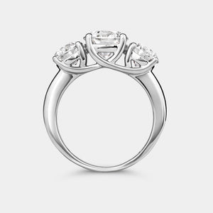 Gilded 4 Carat Lab-Grown Diamond Round-Shaped Three-Stone Ring