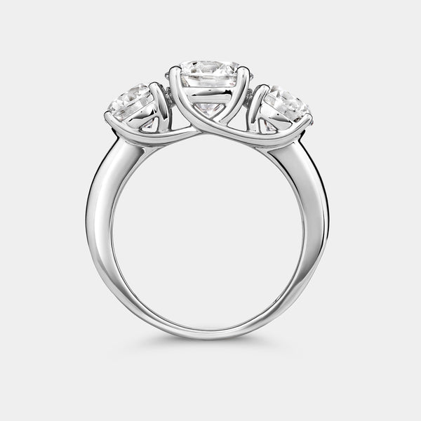 4 Carat Lab-Grown Diamond Round-Shaped Three-Stone Ring — GILDED New York