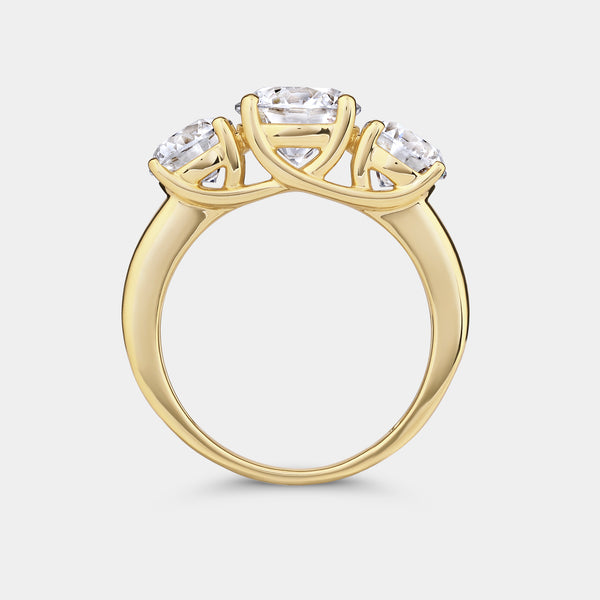 4 Carat Lab-Grown Diamond Round-Shaped Three-Stone Ring — GILDED New York