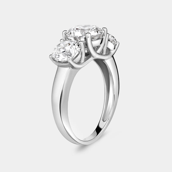 4 Carat Lab-Grown Diamond Round-Shaped Three-Stone Ring — GILDED New York
