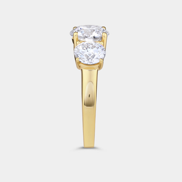 4 Carat Lab-Grown Diamond Round-Shaped Three-Stone Ring — GILDED New York