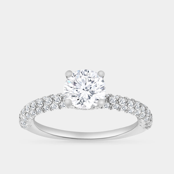 1 and 1/2 Carat Lab-Grown Diamond Round-Shaped Solitaire Plus Ring with a Pavé Shank — GILDED New York