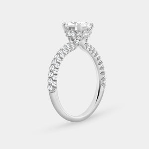 Gilded 1 and 1/2 Carat Lab-Grown Diamond Round-Shaped Solitaire Plus Ring with a Pavé Shank