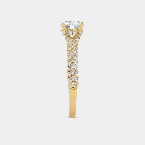1 and 1/2 Carat Lab-Grown Diamond Round-Shaped Solitaire Plus Ring with a Pavé Shank — GILDED New York