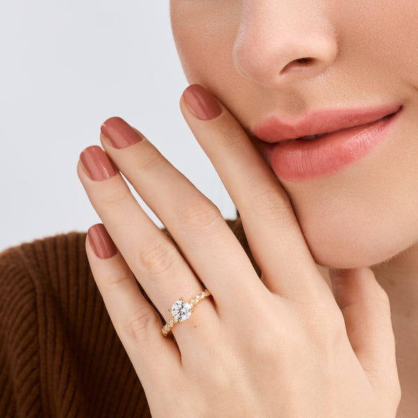 1 and 1/4 Carat Lab-Grown Diamond Round-Shaped Solitaire Plus Engagement Ring with a Twisted Shank — GILDED New York
