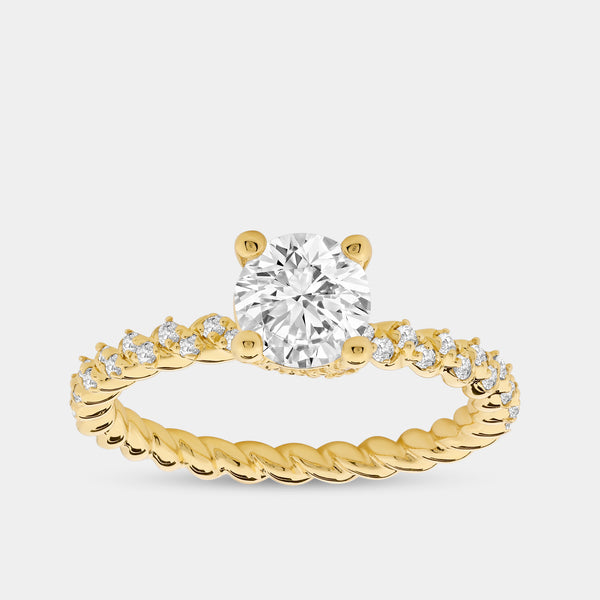 1 and 1/4 Carat Lab-Grown Diamond Round-Shaped Solitaire Plus Engagement Ring with a Twisted Shank — GILDED New York