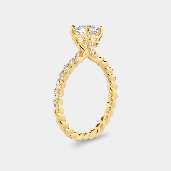 1 and 1/4 Carat Lab-Grown Diamond Round-Shaped Solitaire Plus Engagement Ring with a Twisted Shank — GILDED New York