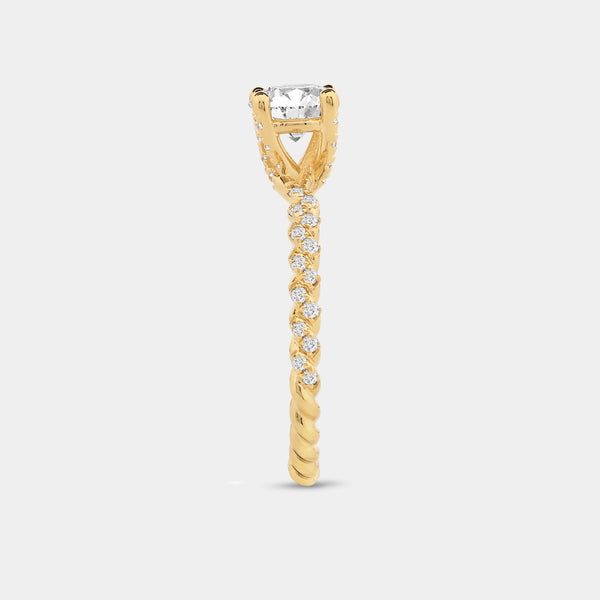 1 and 1/4 Carat Lab-Grown Diamond Round-Shaped Solitaire Plus Engagement Ring with a Twisted Shank — GILDED New York