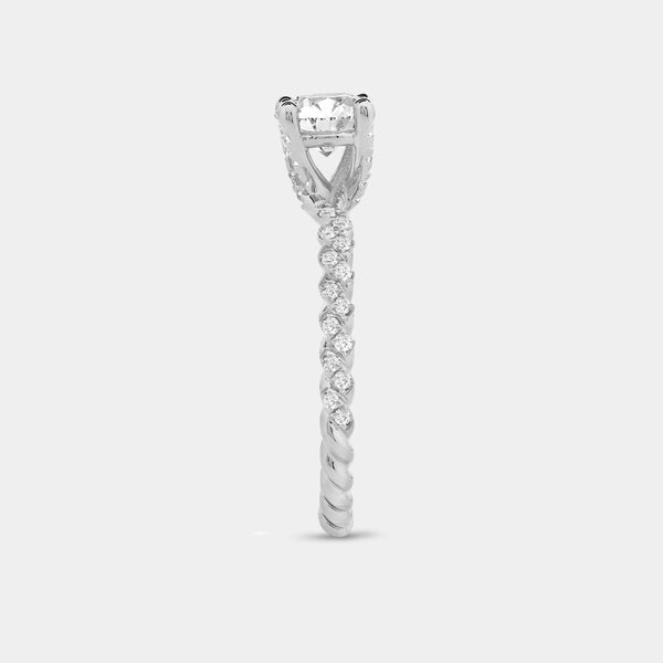 1 and 1/4 Carat Lab-Grown Diamond Round-Shaped Solitaire Plus Engagement Ring with a Twisted Shank — GILDED New York