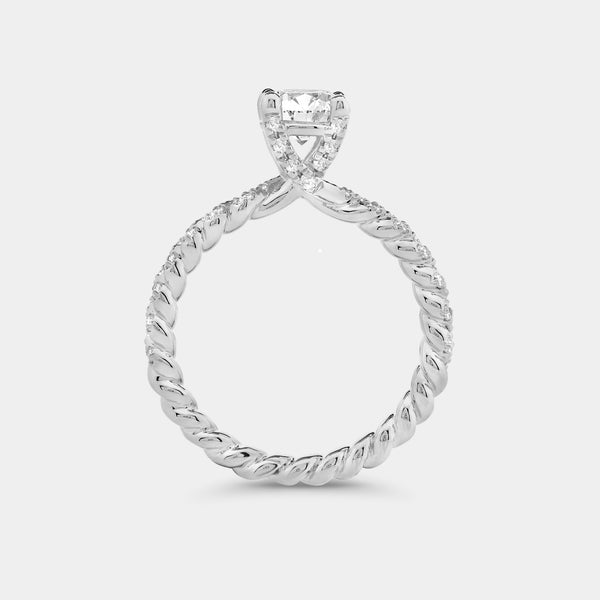1 and 1/4 Carat Lab-Grown Diamond Round-Shaped Solitaire Plus Engagement Ring with a Twisted Shank — GILDED New York
