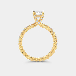 Gilded 1 and 1/4 Carat Lab-Grown Diamond Round-Shaped Solitaire Plus Engagement Ring with a Twisted Shank