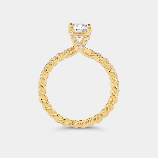 1 and 1/4 Carat Lab-Grown Diamond Round-Shaped Solitaire Plus Engagement Ring with a Twisted Shank — GILDED New York