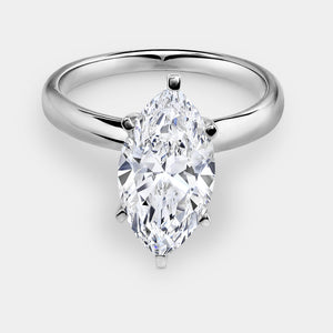 Gilded 3 Carat Lab-Grown Diamond Marquise-Shaped Classic Solitaire Ring