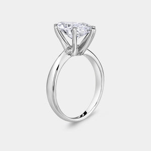 Gilded 3 Carat Lab-Grown Diamond Marquise-Shaped Classic Solitaire Ring