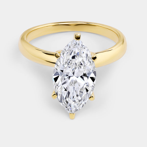 3 Carat Lab-Grown Diamond Marquise-Shaped Classic Solitaire Ring — GILDED New York