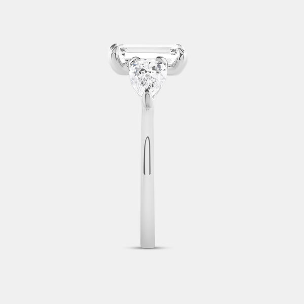 3 Carat Lab-Grown Diamond Emerald-Cut Solitaire Engagement Ring with Pear-Shaped Accents — GILDED New York