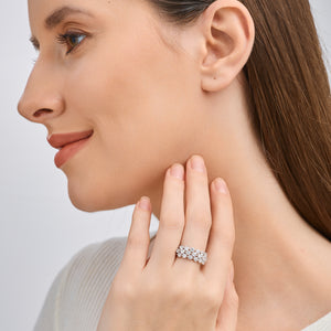 Gilded 2 Carat Lab-Grown Diamond Three Row Wide Shared-Prong Anniversary Band