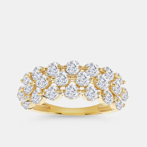 Gilded 2 Carat Lab-Grown Diamond Three Row Wide Shared-Prong Anniversary Band