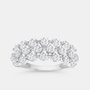 Gilded 2 Carat Lab-Grown Diamond Three Row Wide Shared-Prong Anniversary Band