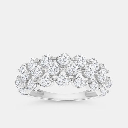 Gilded 2 Carat Lab-Grown Diamond Three Row Wide Shared-Prong Anniversary Band