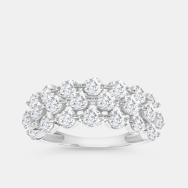 2 Carat Lab-Grown Diamond Three Row Wide Shared-Prong Anniversary Band — GILDED New York