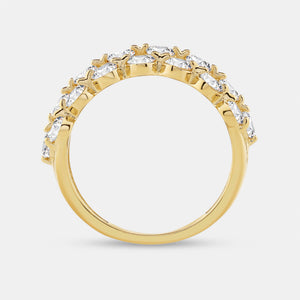 Gilded 2 Carat Lab-Grown Diamond Three Row Wide Shared-Prong Anniversary Band