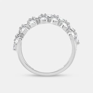 Gilded 2 Carat Lab-Grown Diamond Three Row Wide Shared-Prong Anniversary Band