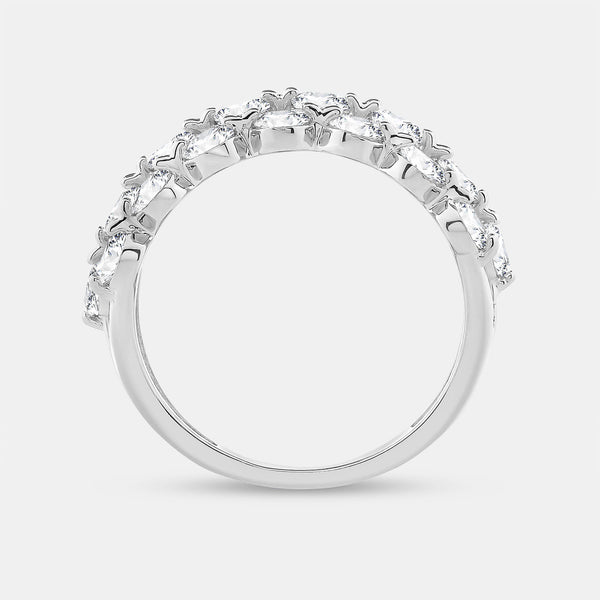 Gilded 2 Carat Lab-Grown Diamond Three Row Wide Shared-Prong Anniversary Band