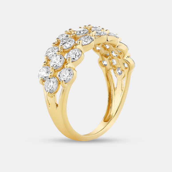 Gilded 2 Carat Lab-Grown Diamond Three Row Wide Shared-Prong Anniversary Band