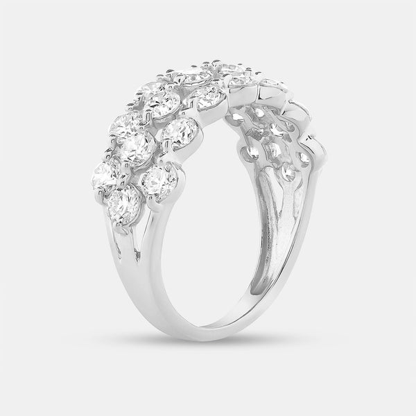 Gilded 2 Carat Lab-Grown Diamond Three Row Wide Shared-Prong Anniversary Band