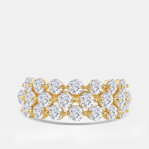 Gilded 2 Carat Lab-Grown Diamond Three Row Wide Shared-Prong Anniversary Band
