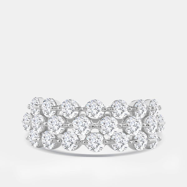 Gilded 2 Carat Lab-Grown Diamond Three Row Wide Shared-Prong Anniversary Band
